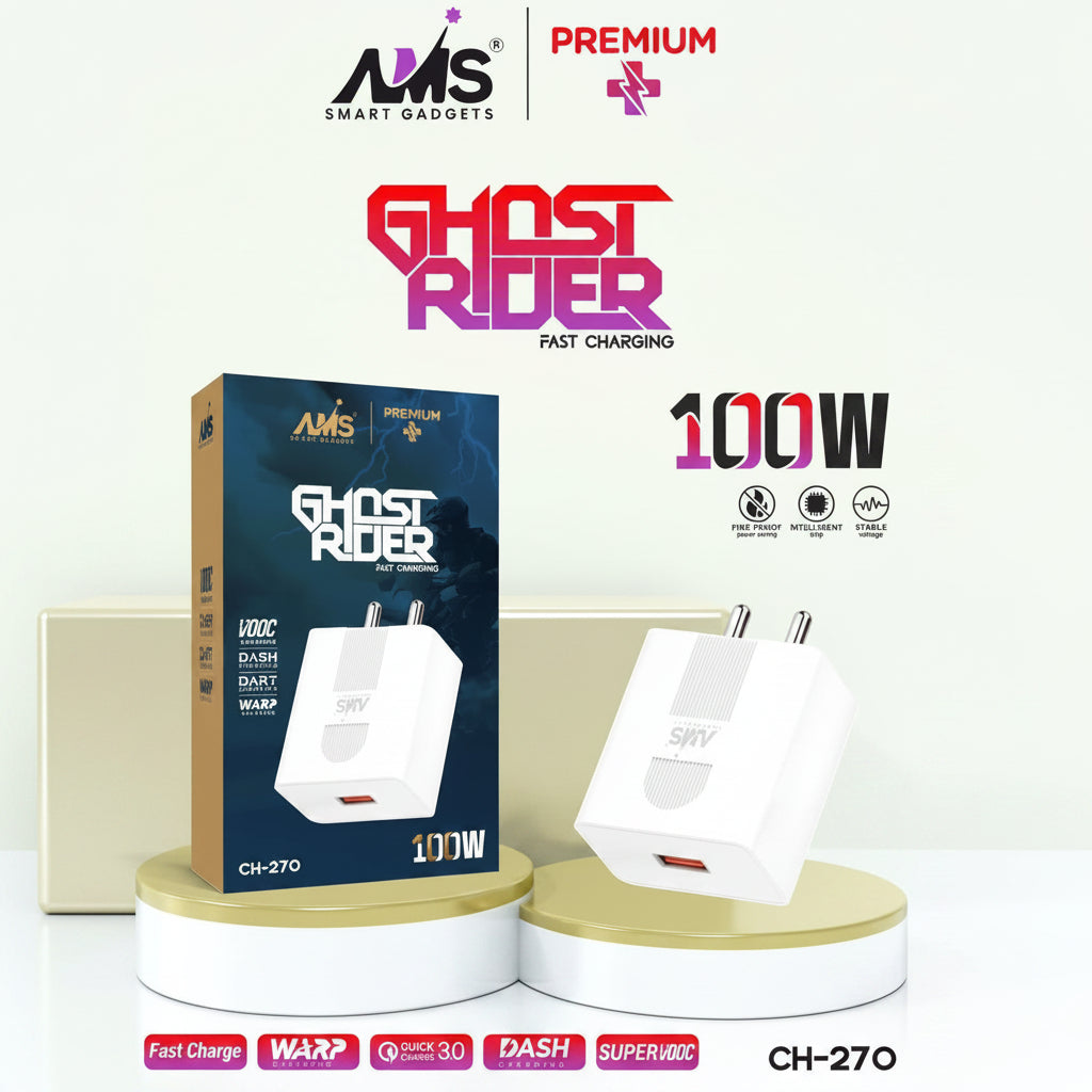 AMS Ghost Rider 100W Fast Charger CH-270 SuperVOOC QC 3.0