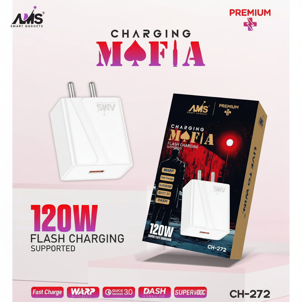 Portronics AMS Charging Mafia 120W Fast Charger CH-272 SuperVOOC QC 3.0