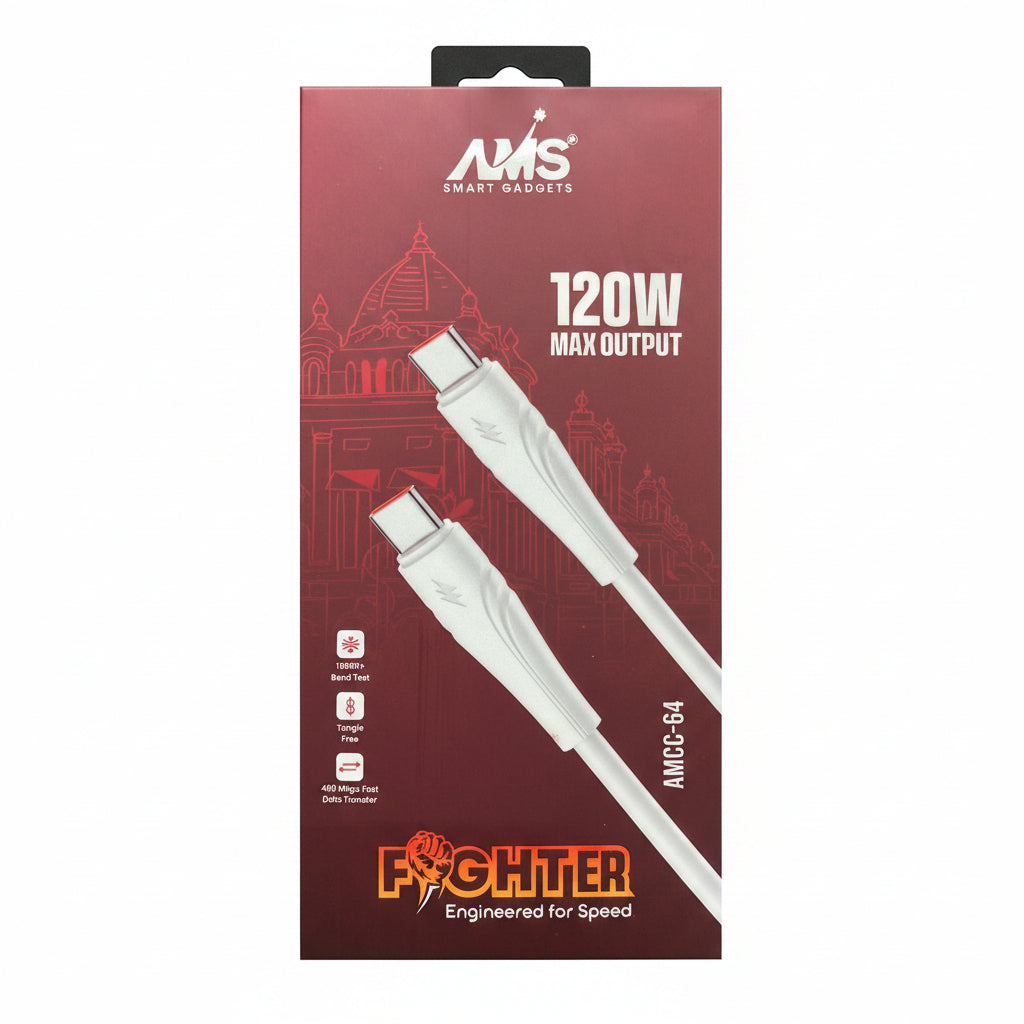 AMS AMCC-64 Type C 120W Fast Charging Cable Data Cable