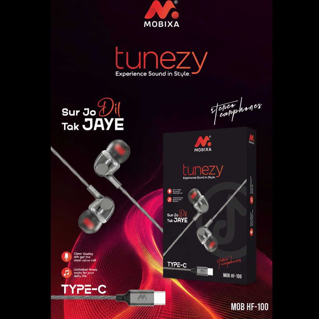 Mobixa | Type-C Wired Earphone | MOB HF-100 | Universal