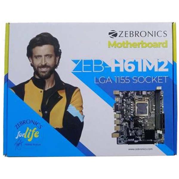 ZEBRONICS ZEB‑H61M2 Motherboard with PCIe M.2 NVMe Slot – LGA 1155 (Black)