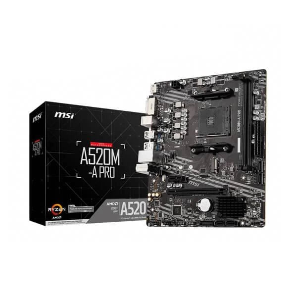 MSI A520M-A PRO Micro-ATX Motherboard for AMD AM4 Ryzen 3000/4000/5000 Series