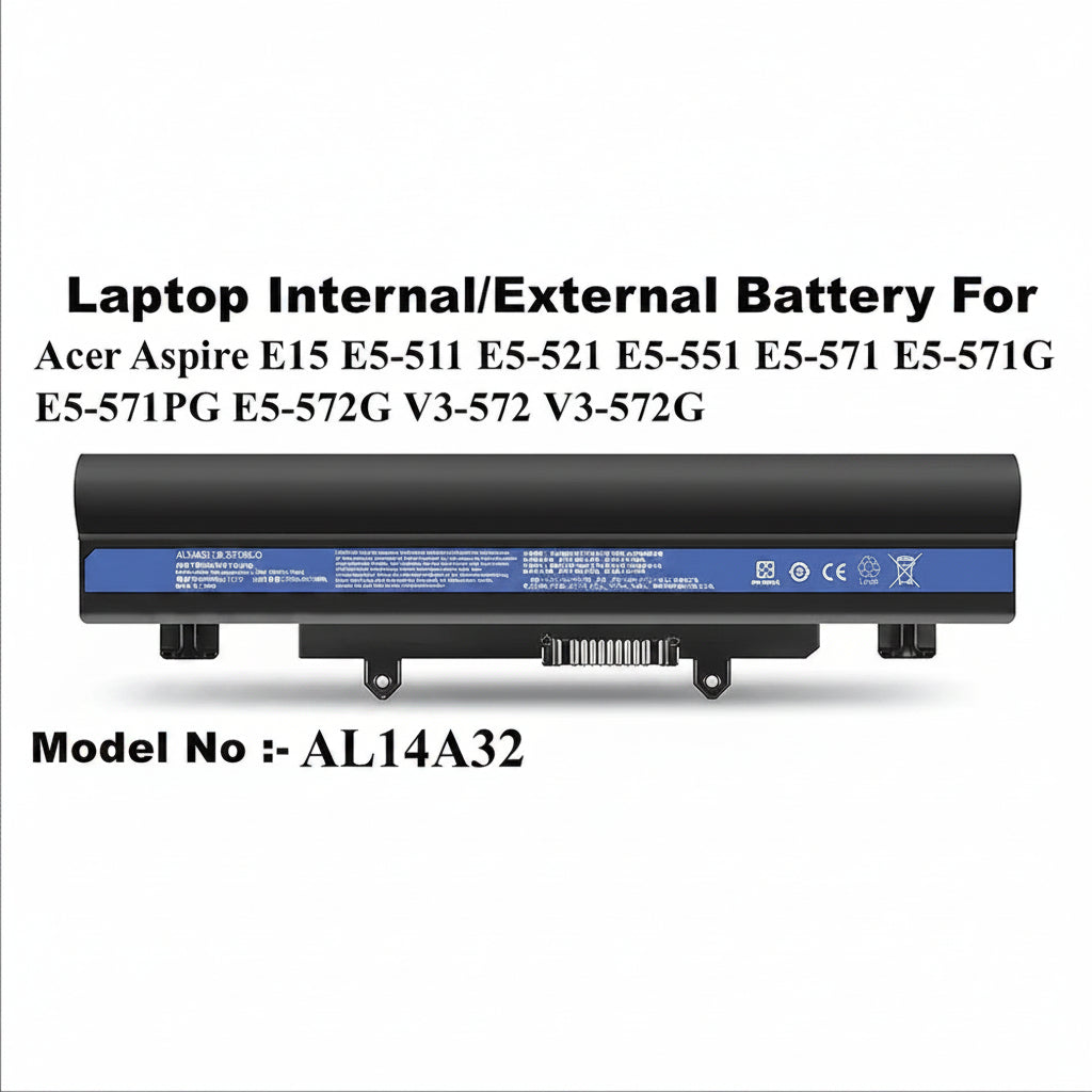 Acer | External Laptop Battery AL14A32 | Aspire E15 E5-511, E5-521, E5-551, E5-571, E5-571G, E5-571PG, E5-572G, V3-572, V3-572G