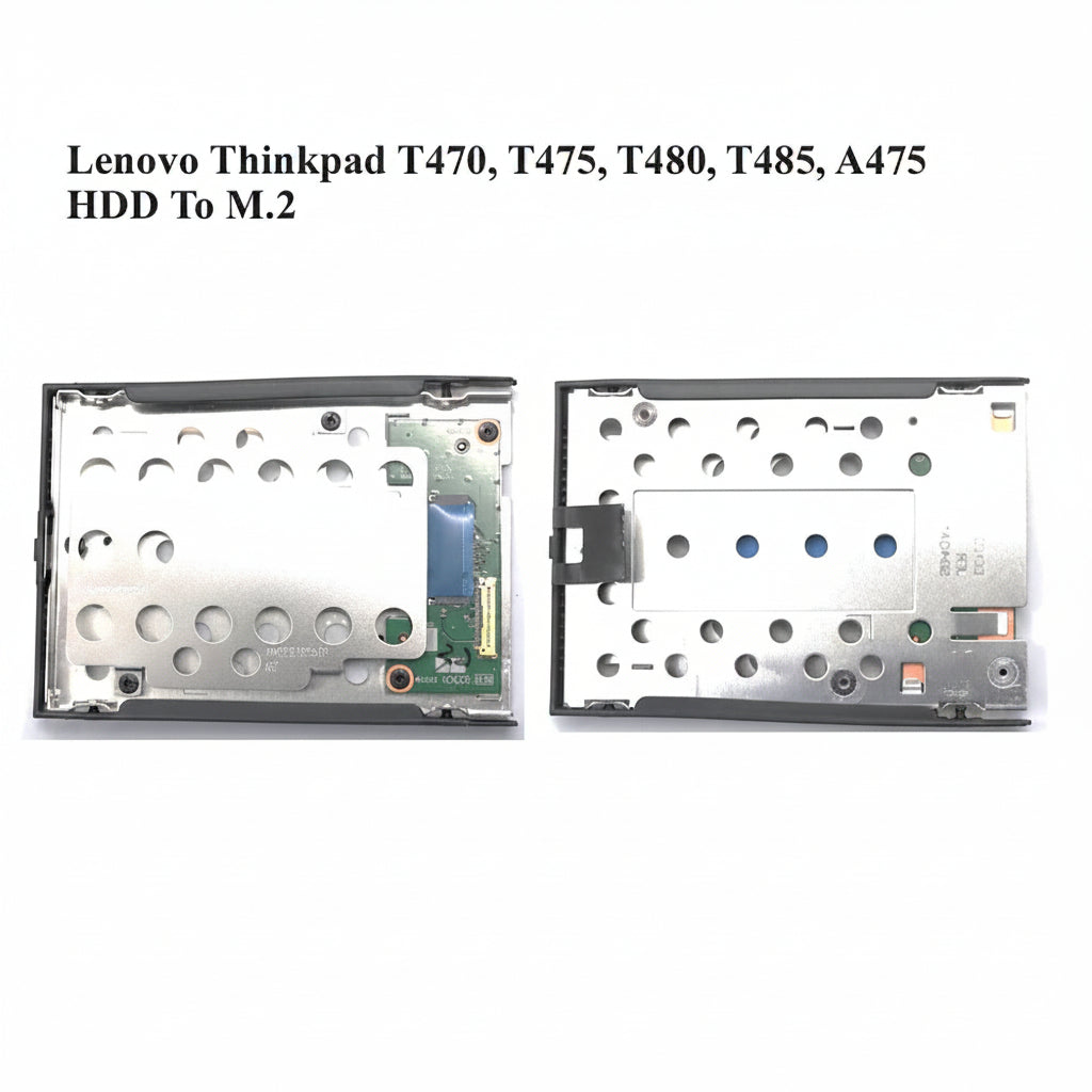 Lenovo Thinkpad hard drive adapter for T470, T475, T480, T485, A475 models on a white background.