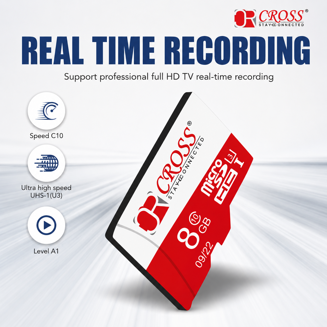 Cross 8GB MicroSD Memory Card 24MB/s | Mobile Storage Card | Secure Digital Flash Memory Card