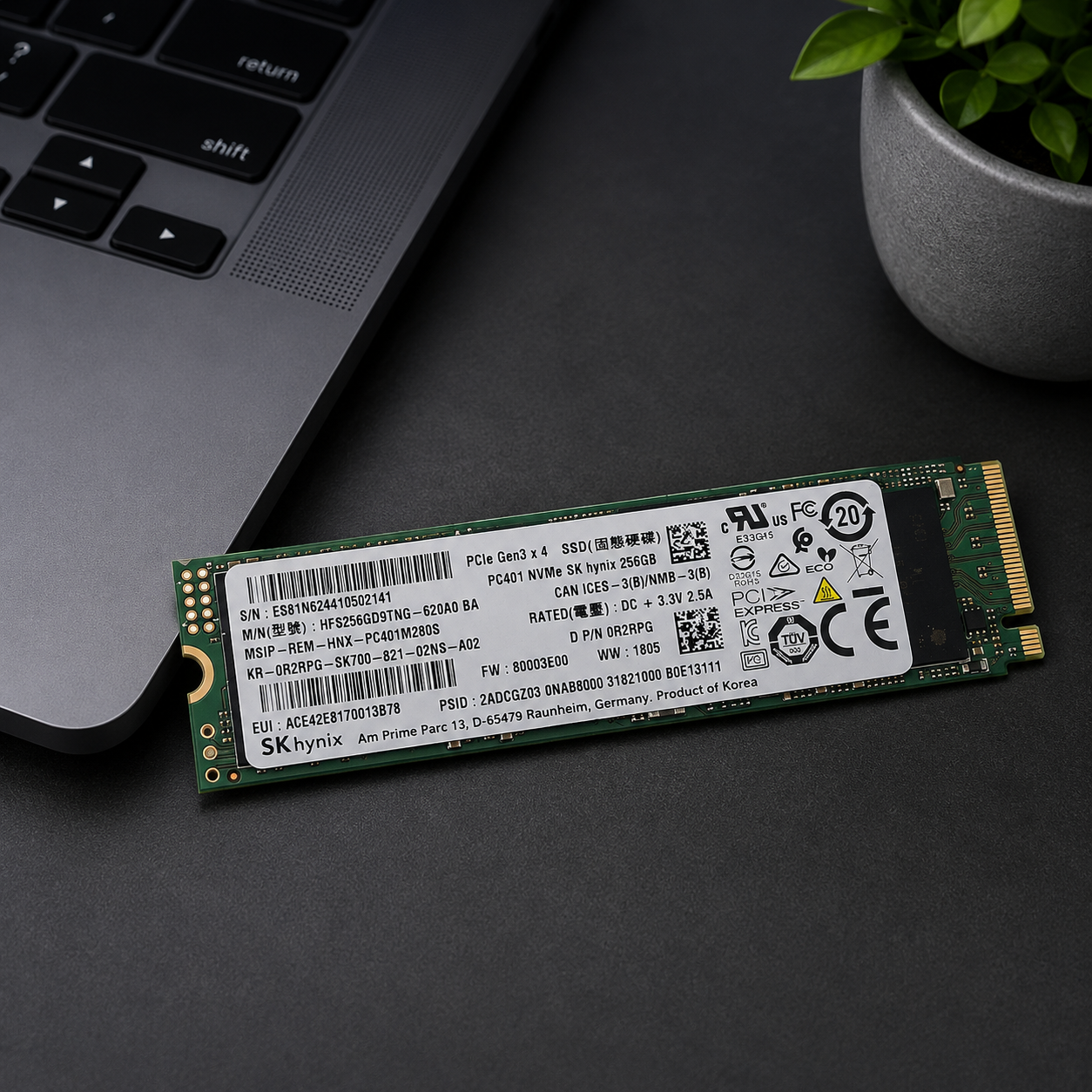 SK Hynix 256GB M.2 NVMe SSD Refurbished | PCIe Internal Solid State Drive | High-Speed Storage Upgrade