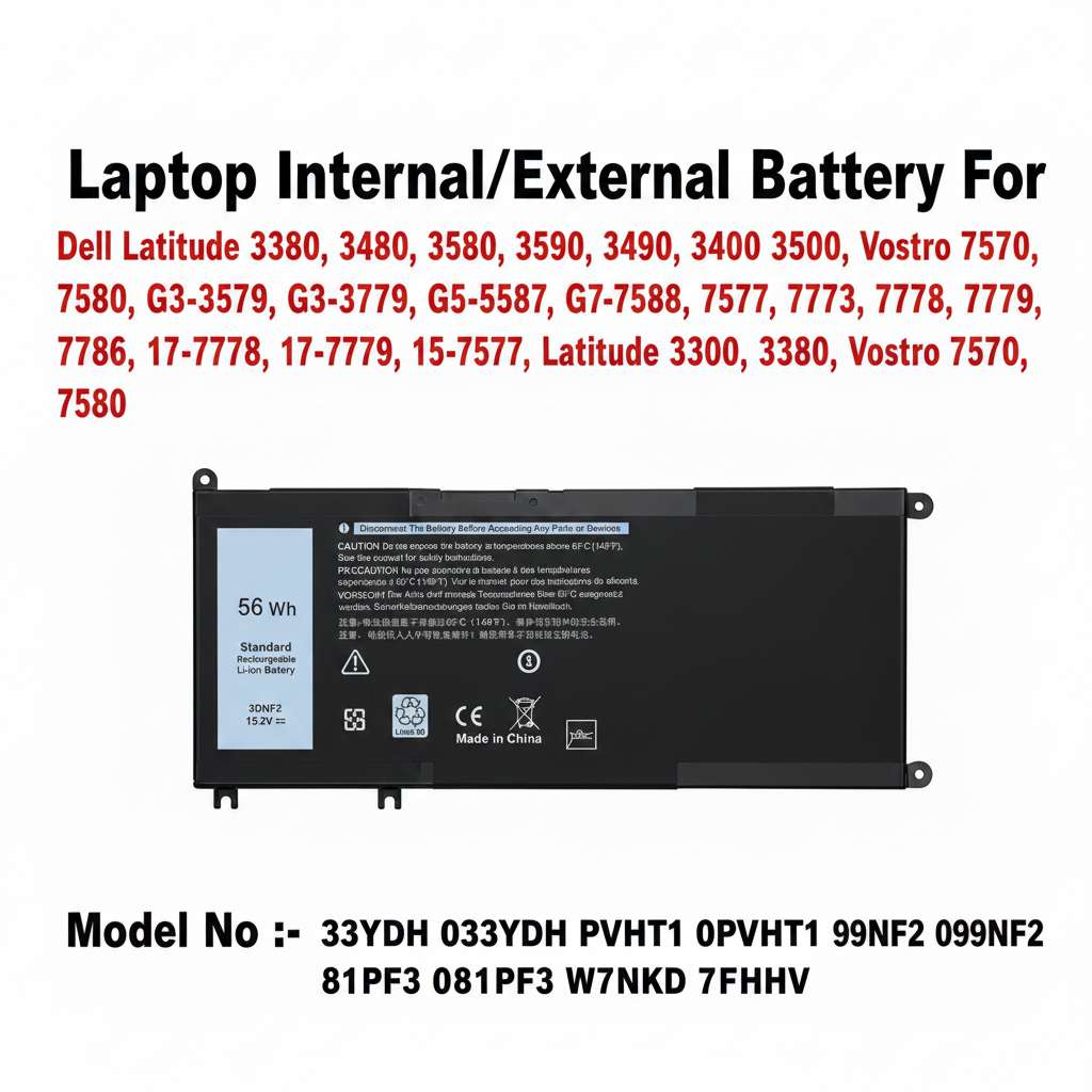 Dell | Internal Battery | 33YDH | Latitude 3380 3480 3580 3590 3490 3400 3500 Vostro 7570 7580 G3 3579 3779 G5 5587 G7 7588 7577 7773 7778 7779 7786