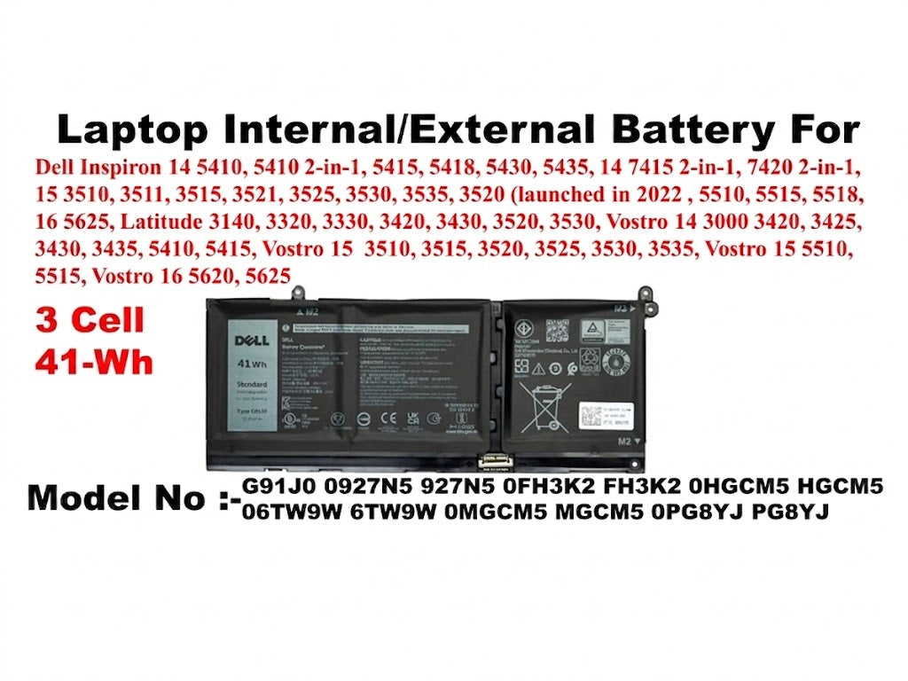 Dell | Internal Battery | G91J0 927N5 FH3K2 HGCM5 06W9W | Inspiron 14 ...