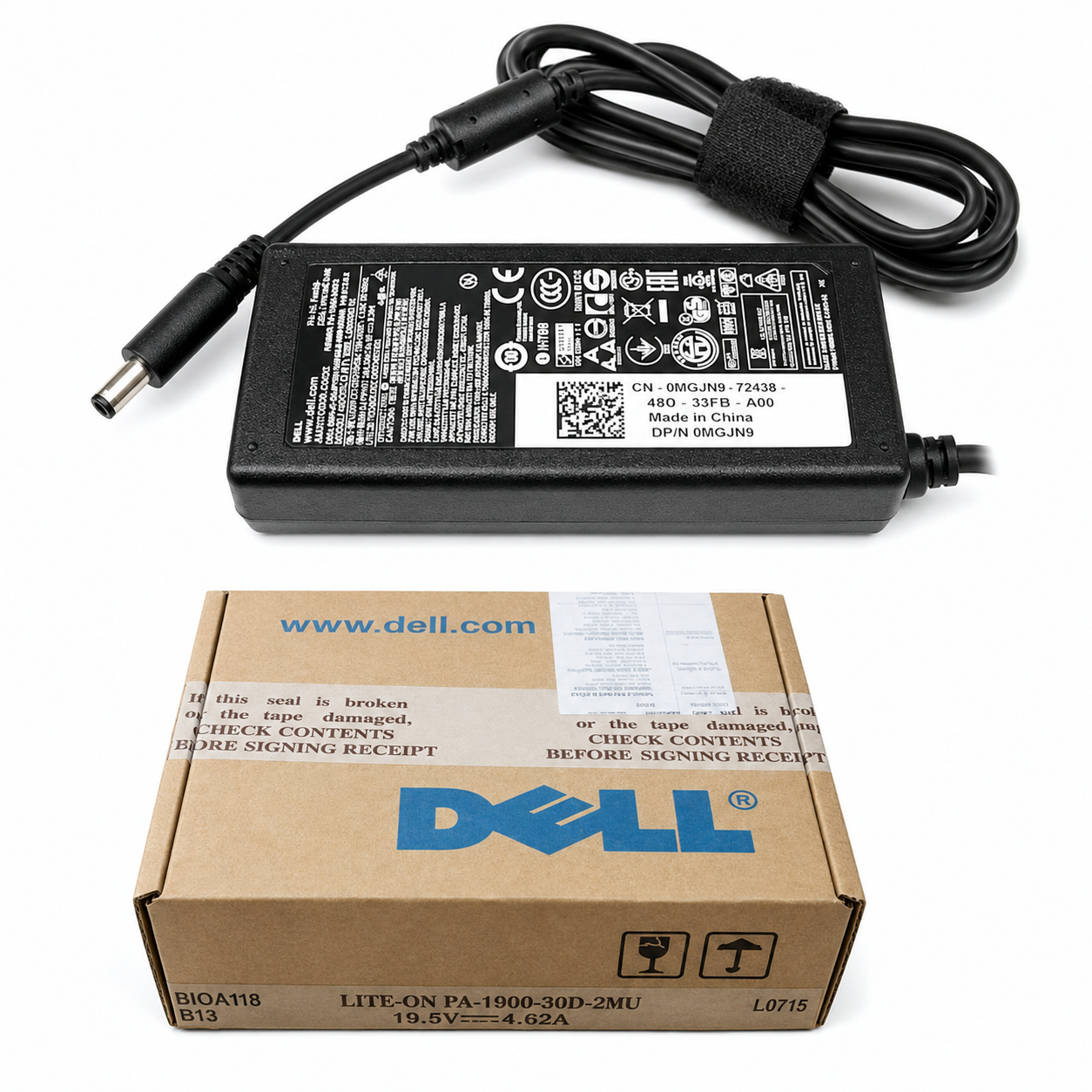 Dell 65W Laptop Charger for Dell Small Pin | 19.5V 3.34A Power Adapter | Original Dell Replacement Charger