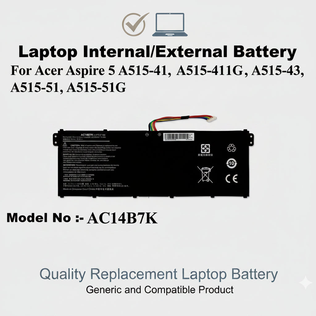 Acer | Internal Laptop Battery AC14B7K | Aspire 5 A515-41, A515-41G, A515-43, A515-51, A515-51G