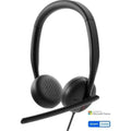 Dell WH3024 black wired on-ear headset with AI noise cancellation microphone and Microsoft Teams & Zoom certification.