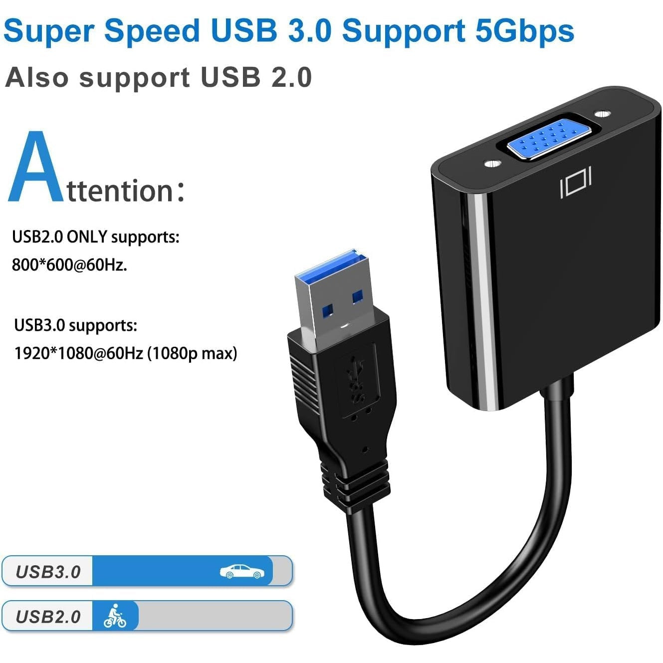 THR | USB to VGA Converter | THR_USB 3.0-VGA | Universal Laptops and Desktop